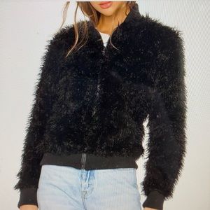 Chaser faux lamby bomber jacket
